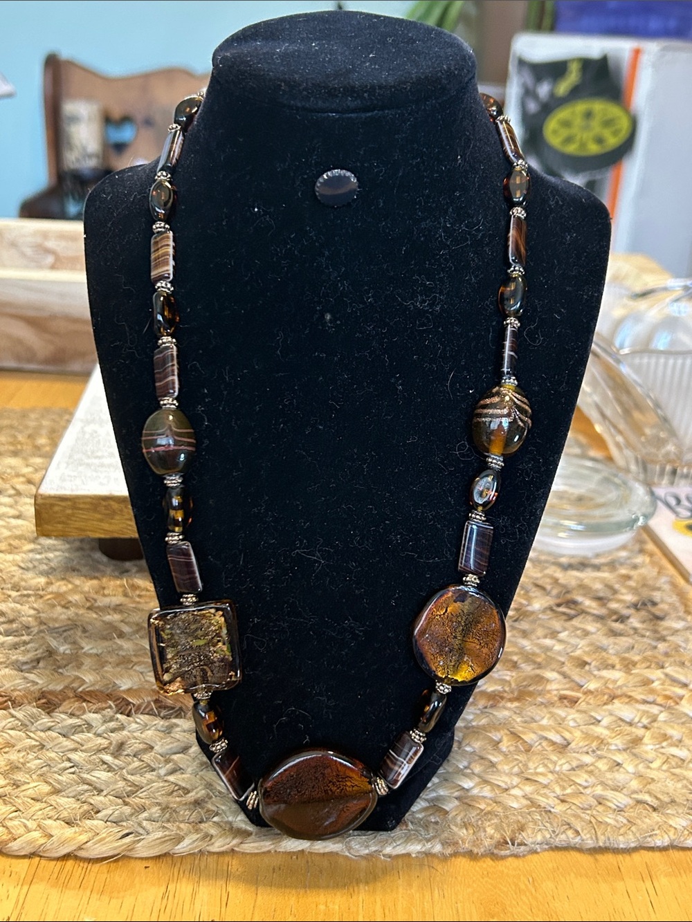 Handcrafted Brown Glass Bead Necklace - Women Jewelry